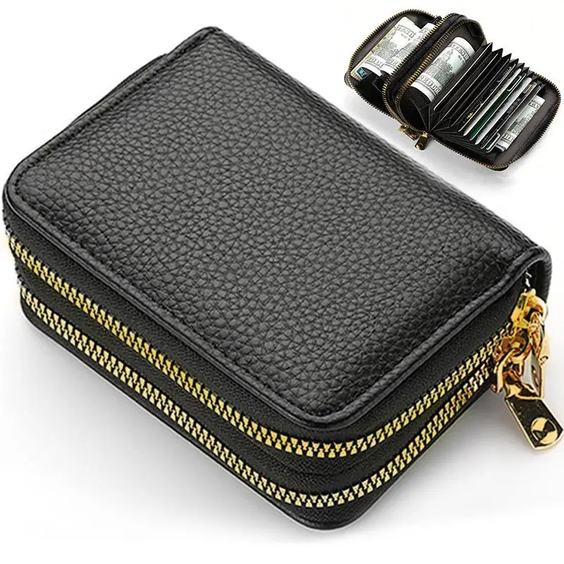 Double Zipper Wallet, Women's Short Credit Card Holder, Multifunctional Large Capacity Coin Purse