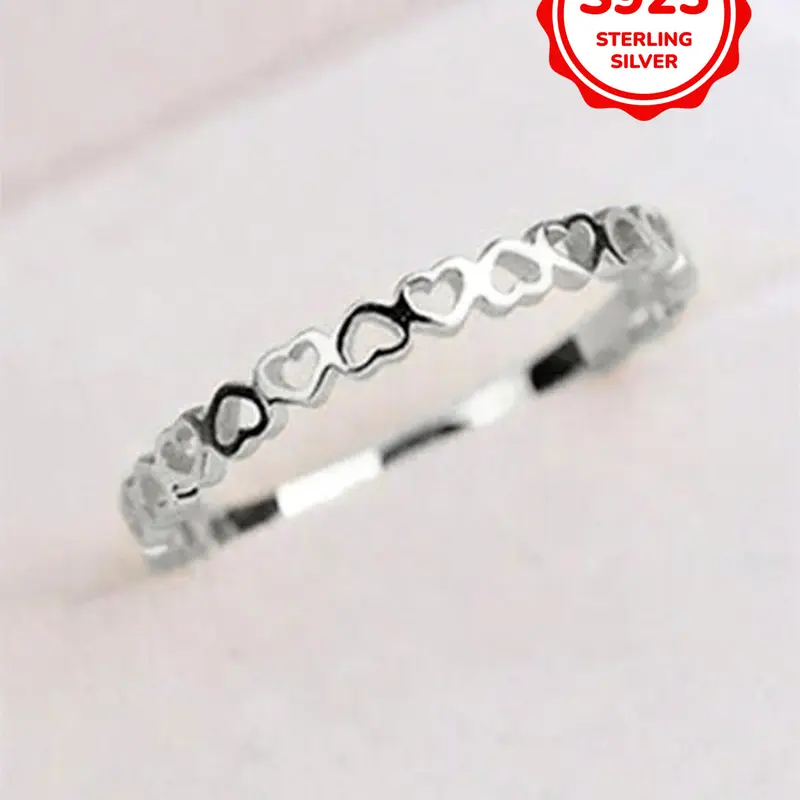 1 PC Romantic 925 Sterling Silver Rings Beautiful Rings Heart Design Heart Shaped Ring Love Ring Party Jewelry for Women Fine Jewelry Fashion Heart Rings