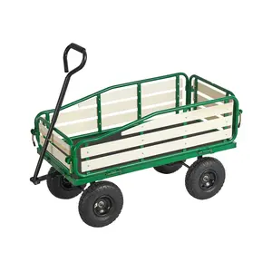 VEVOR Pull-Along Wagon for Kids, 39 in Toddler Wagons with Foldable Wooden Panel & Handle, Supports up to 551 lbs, 10" All-Terrain Tires, Utility Wagon Cart Birthday Present for Kids Gardening Beach
