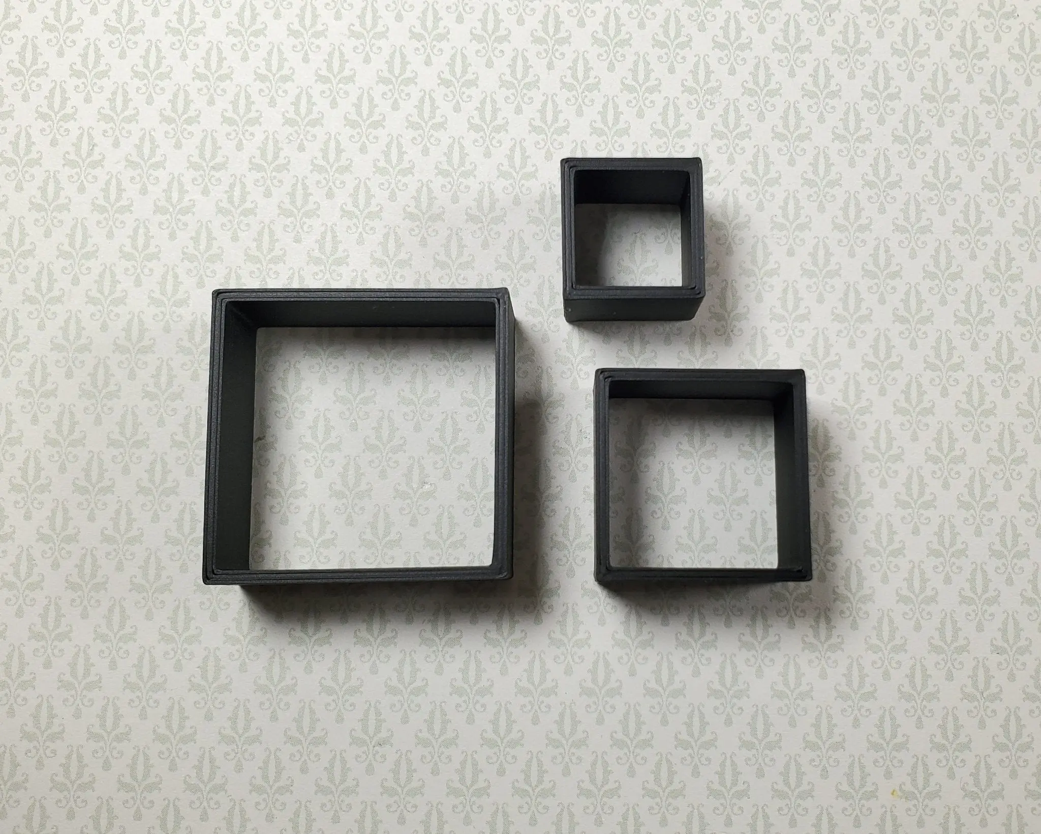 Dollhouse Modern Wall Shelves Square Blocks x3 Black 1:12 Scale Miniature Dollhouse Accessories