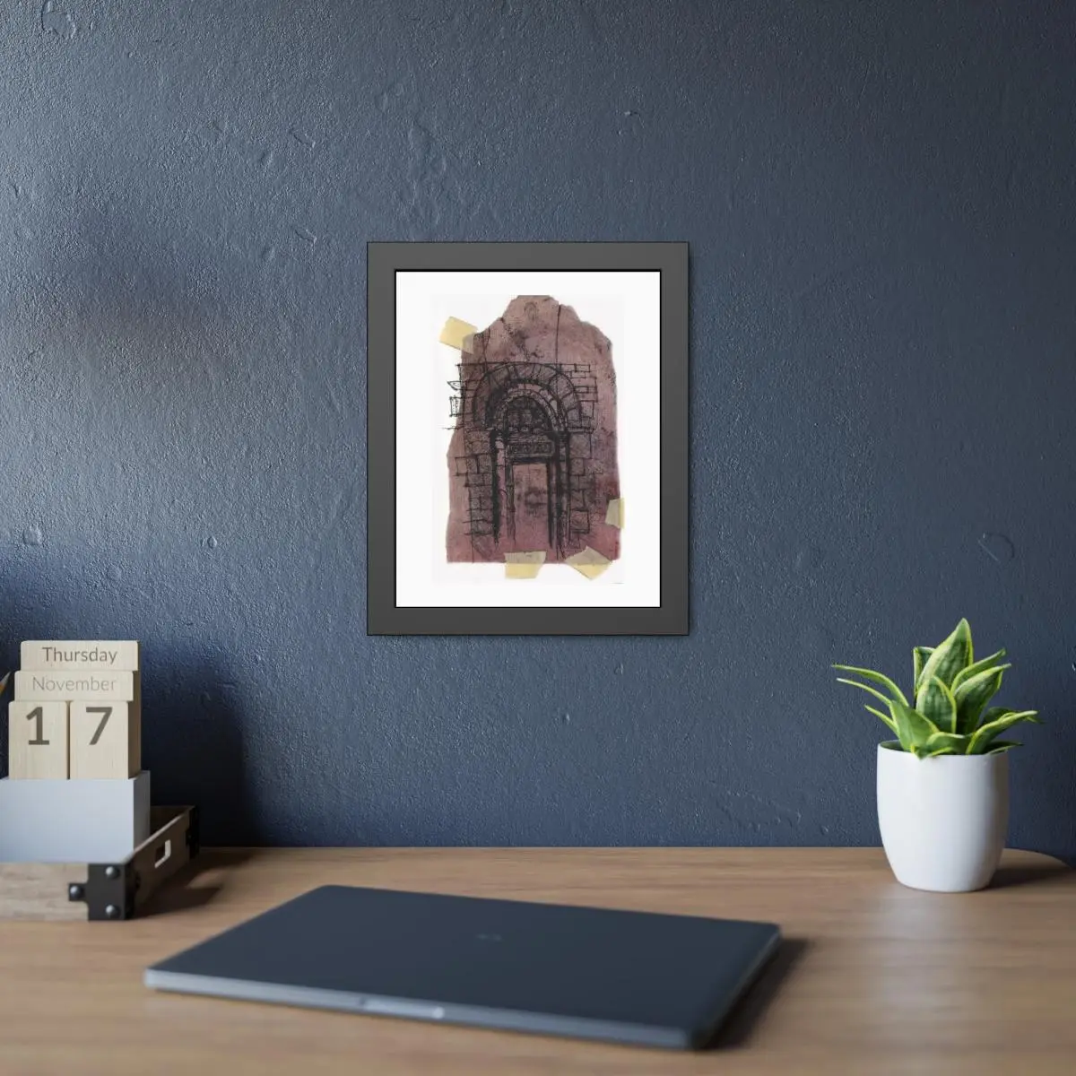 Medieval Door Louvre Paris France Framed Paper Posters with Pinewood Frame Decor Hanging Matte Wall Artistic Decoration Photo Ornaments Print Room Artwork