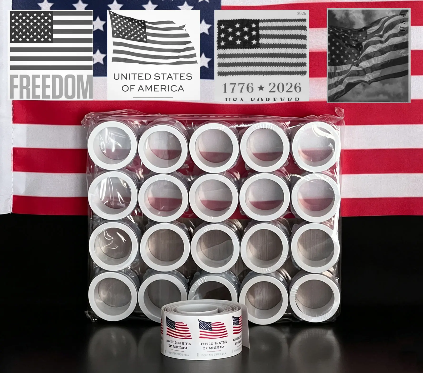 Forever Flag Style 23 24 25 26 Decor Patriotic Printing 100 Pcs, Independence Day & Holiday Decor, Scrapbook & Sticker