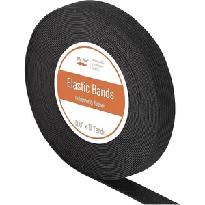 Elastic Band for Sewing 0.6 Inch 11 Yards High Elasticity Sewing Elastic Bands for Waistbands Pants Clothes and Crafts DIY Black