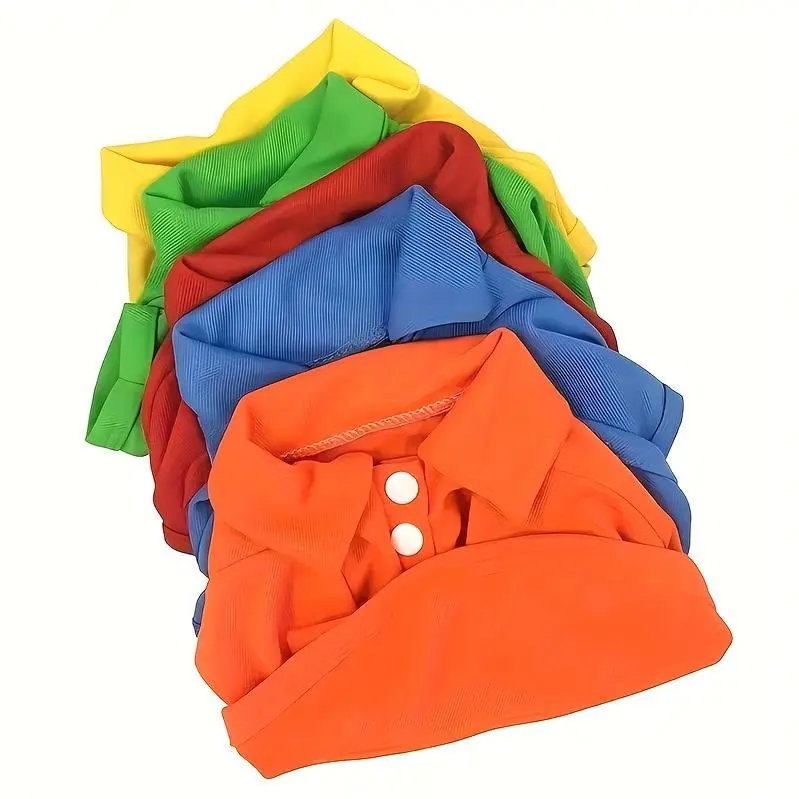 6pieces Dog Shirts Collared Polo T-Shirts For Small Medium Dogs Cats Boy Girl Dog Clothes Breathable Doggy Sweatshirt Puppy Kitten Small Breeds Pet Outfits Apparel Tops