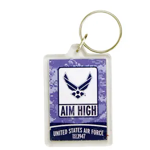 US Air Force Camo Lucite Acrylic Souvenir Collectible Keychain 2.25" x 1.5"