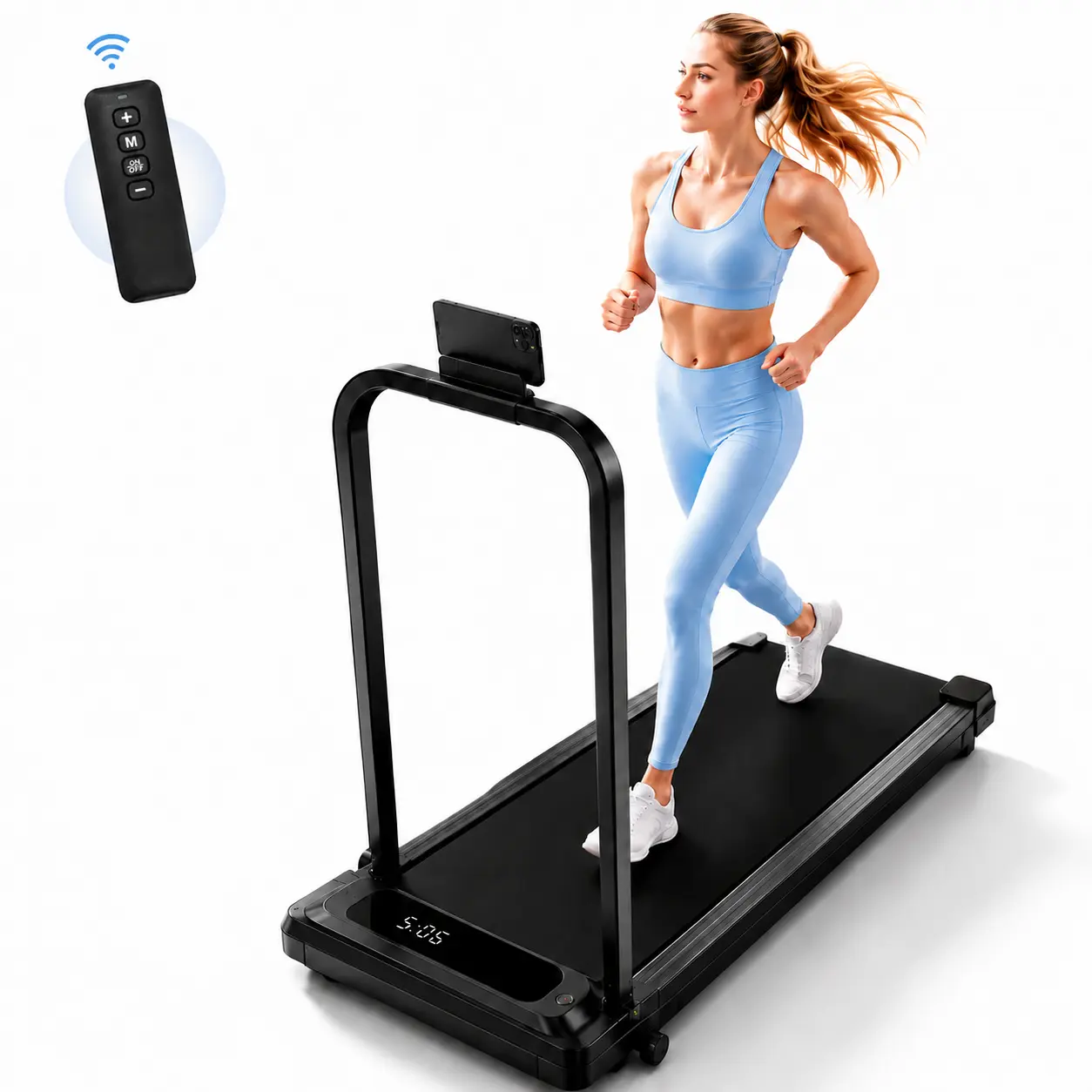 3.0HP Under Desk Incline Walking Treadmill - 2-in-1 Portable Folding Walking Pad with Handrail, Cushioned Deck, 350lbs Cap., Compact Slim Quiet Running Machine for Home Office Fitness Equipment