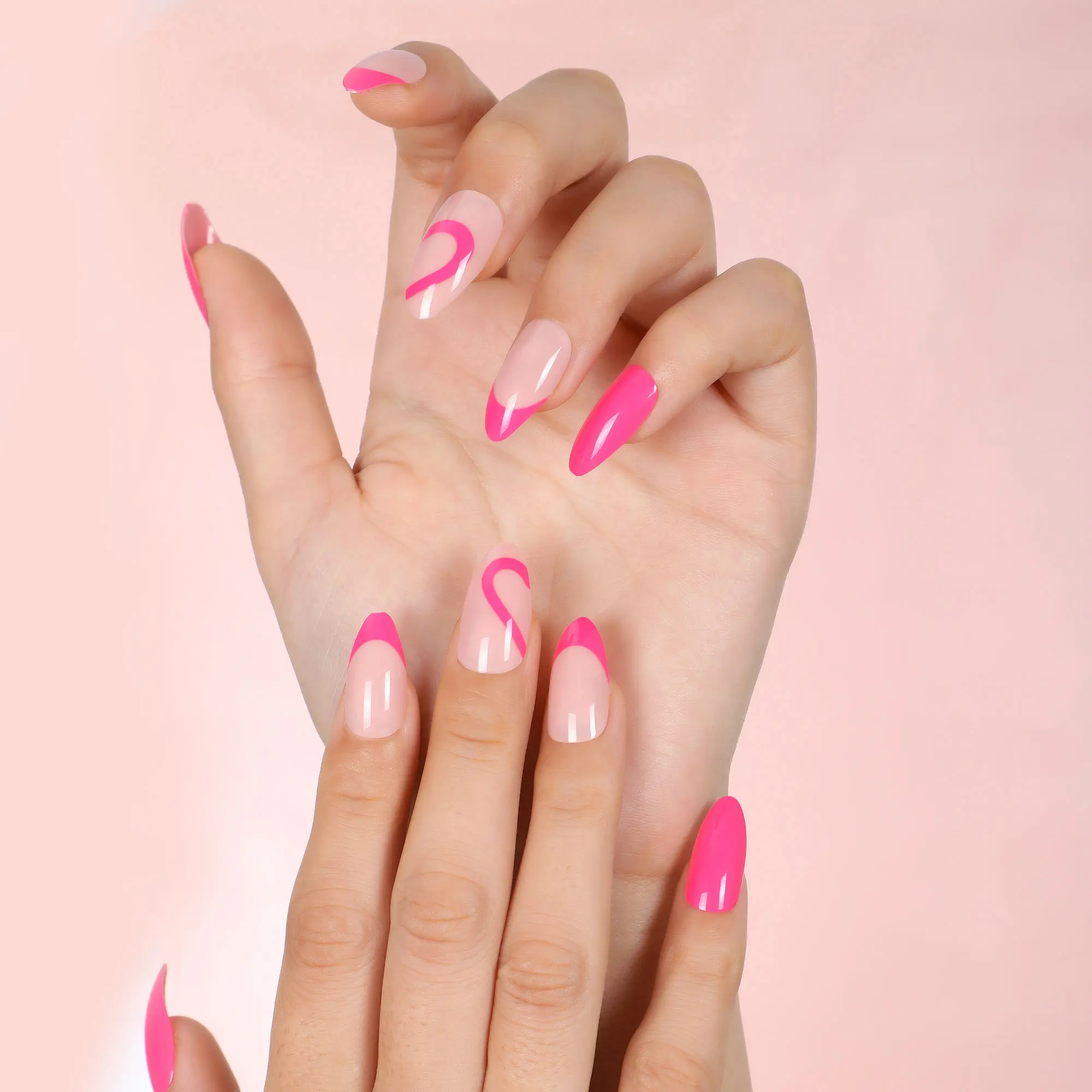 Fuchsia Heart Press On Nails