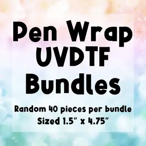 Pen Wrap UV DTF Bundles, 40 pieces, Pen Stickers, Small UV DTF Decals, Holiday Pen Wraps