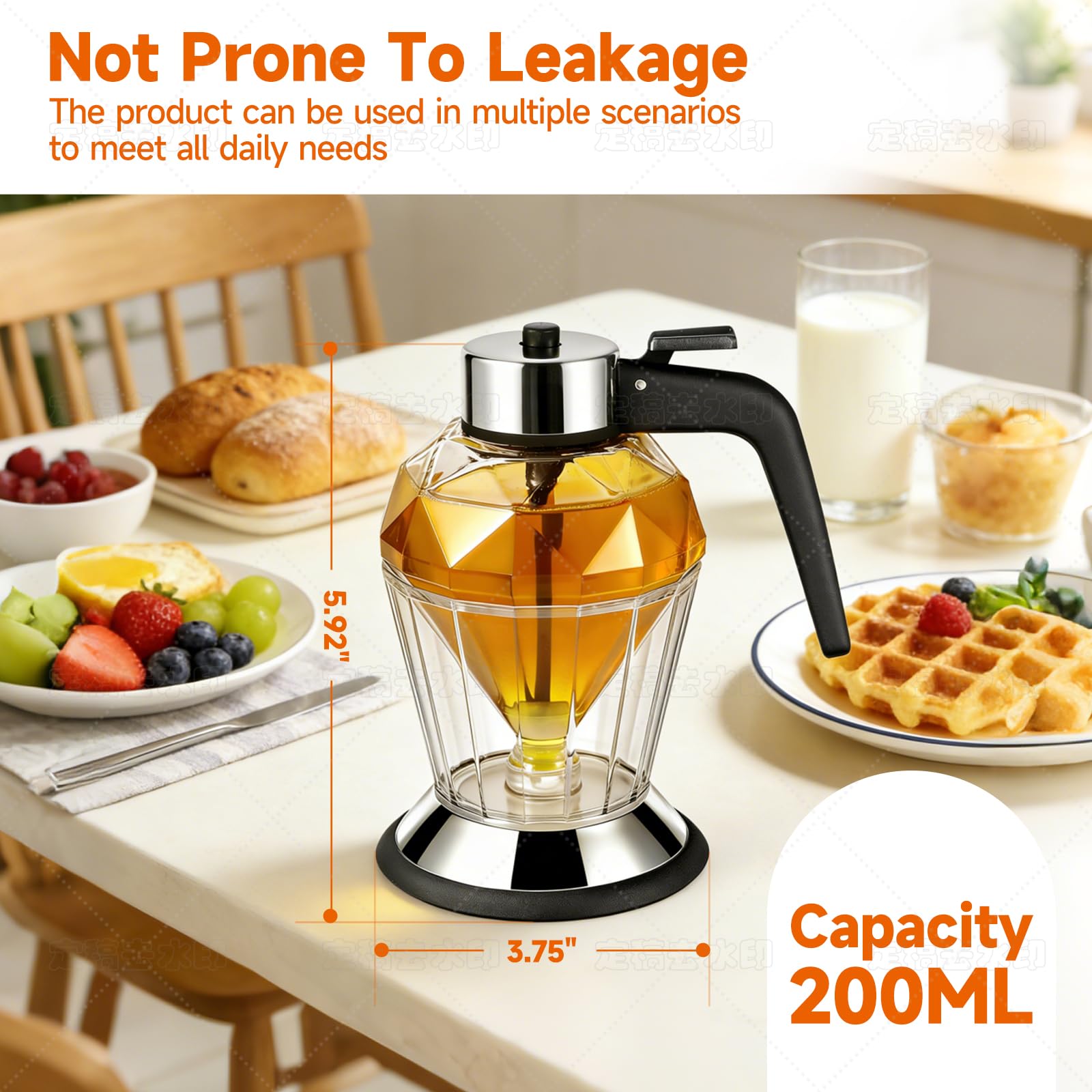 Bee Decorative Glass Honey Jar | No-Drip Syrup & Honey Dispenser 8oz