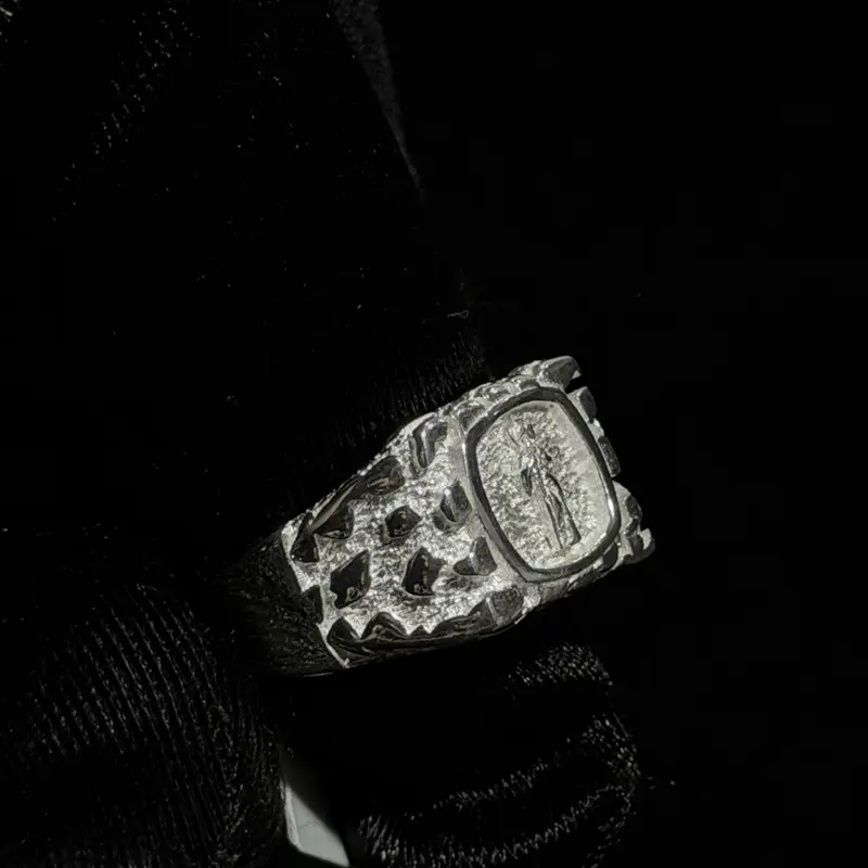 925 Silver San Judas Nugget Ring - Size 11