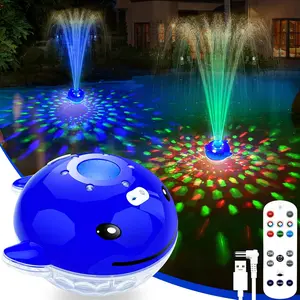 Floating pool fountain with remote whale pool fountain with lights rechargeable above ground pool water fountains waterfall swimming floating fountains for inground pool1pcblue