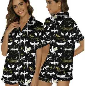 Fourth Wing Satin Pajama Shorts – Basgiath War College Sleepwear | Dragon Book Pajamas