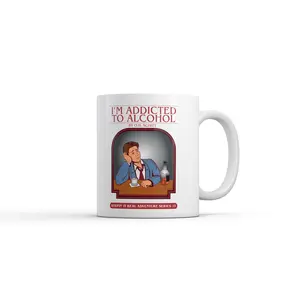 Im Addicted to Alcohol Book Mug Funny Sarcastic Graphic Novelty Coffee Cup - 11oz Funny Coffee Mugs Ceramic Printed Drinkware Cup