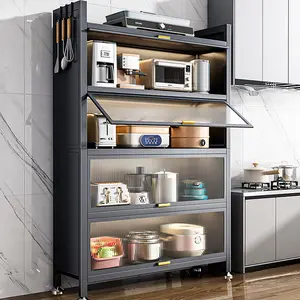 Joybos Steel Multi-purpose Storage Rack Translucent Kitchen Cabinet Heavy Duty Metal Storage Rack Organizer Durable Wardrobe