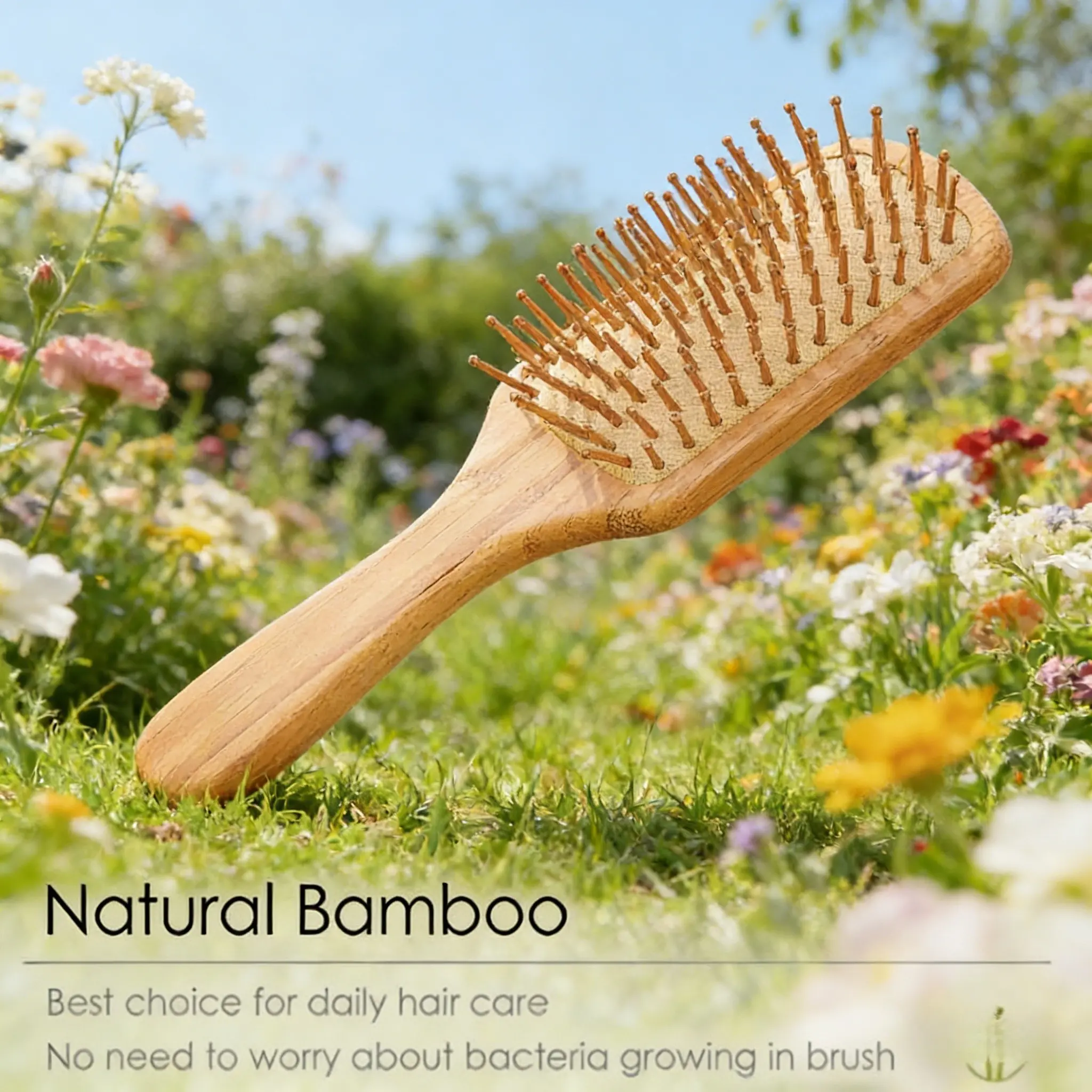 Bamboo Hair Brush, Scalp Massage Comb Wavytalk, Dual-Use Wet & Dry Detangling Comb, Portable Durable Hair Styling Tool for Men and Women