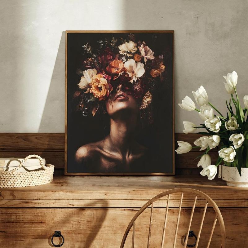 Gothic Botanical Wall Art | Moody Feminine Art Vintage Flowers | Dark Boho Romantic Art | Framless Poster 5