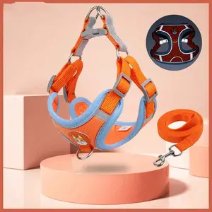 Pet Harness for Small Dogs - Chest Harness Vest Type with Reflective Rope Leash