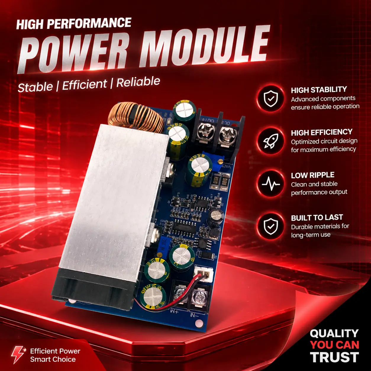 Industrial High Power Adjustable DC Step Down Buck Converter Board High Efficiency Voltage Regulator Module For Laboratory Power Supply, Equipment Modification, LED Lighting Repair