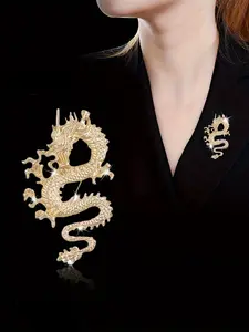Chinese Dragon Brooch Ethnic Style High-End Pin Totem Dragon Shape Ornament Bag Accessory, Unique Fashion Jewelry Gift