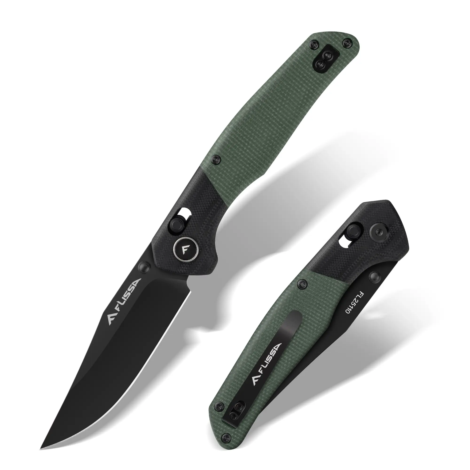 #summersale FLISSA Folding Pocket Knife, 3.4" 14C28N Steel Blade with G10 and Linen Micarta Handle, Crossbar Lock, Pocket Clip for EDC Outdoor Hiking, Camping, Gift for Men Women