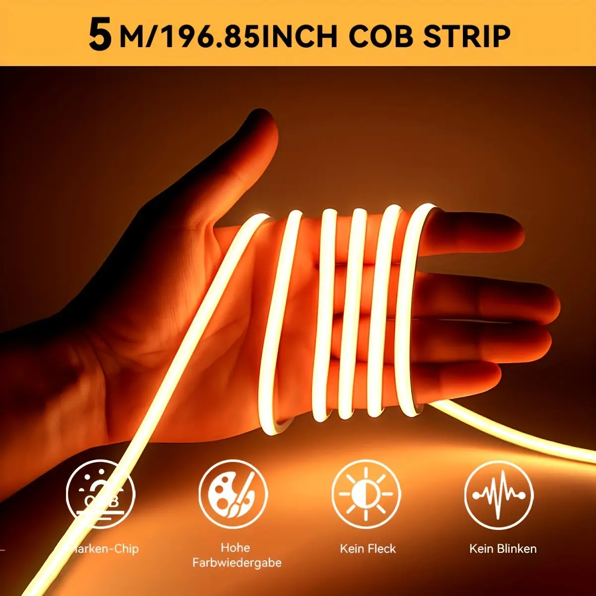 5 Meter Cut Light Strip, 400 Leds Per Meter, Daylight and Warm Light (3000k), Seamless Design, Ideal for Bedroom and Office, Led Lights Strips