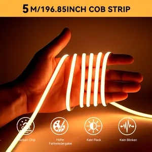 5 Meter Cut Light Strip, 400 Leds Per Meter, Daylight and Warm Light (3000k), Seamless Design, Ideal for Bedroom and Office