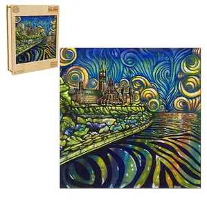 Colorful Castle Wooden Jigsaw Puzzle for Adults and Kids Unique Shape Animal Wood Puzzles Challenging Puzzle, Family Game Creative Gifts，Laser-Cut Durable HDF Wood Puzzle