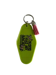 Faithful "Jesus Has My Back" Motel Keychain with Matching Tassel Loop for Keys