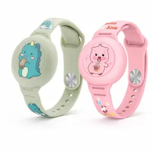 Kids AirTag Wristband Silicone GPS Tracking Bracelet for Children Secure Anti-Lost Locator Watch Band Adjustable Fit Waterproof Sweat-Resistant