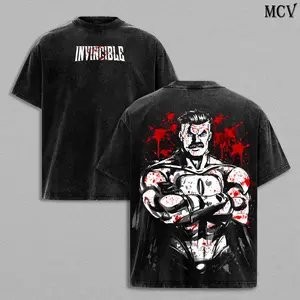 Vintage Washed Omni-Man Graphic T-Shirt | Heavyweight Cotton Invincible Comic Oversized Tee for Men & Women | Villain Streetwear