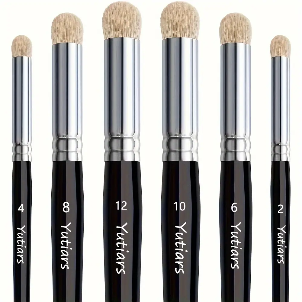 6pcs Wood Handle Yutiars Professional Drybrush Set for Miniatures, Acrylic, Watercolor, and Oil Painting, Advanced Art Hobby Brushes for Tabletop Models