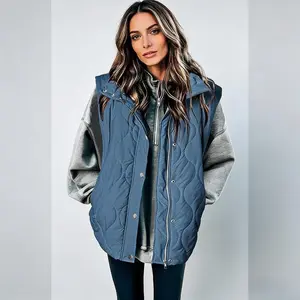 New Model 2026 Women's Casual Puffer Vest Oversize Lightweight Quilted Jacket Button Zip Up Stand Collar Sleeveless Coat Outerwear Fashion Fall Winter Outfits winter outfits for women puffer jacket puffer jacket women winter clothes women coat for women
