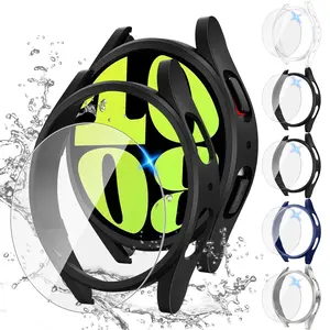 [5+5 Pack for Samsung Galaxy Watch 6 Screen Protector Case 40mm Accessories, Hard PC Bumper and HD Anti-Fog Tempered Glass Protective Film, Face Shield Set, Galaxy Watch 6 Case (Unisex)