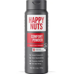 HAPPY NUTS Comfort Powder Deodorant For Men: Anti-Chafing, Sweat and Odor Control for Jock Itch, Aluminum-Free, Ultimate Gift for Men's Private Parts 4 oz (1 Pack), Original Scent