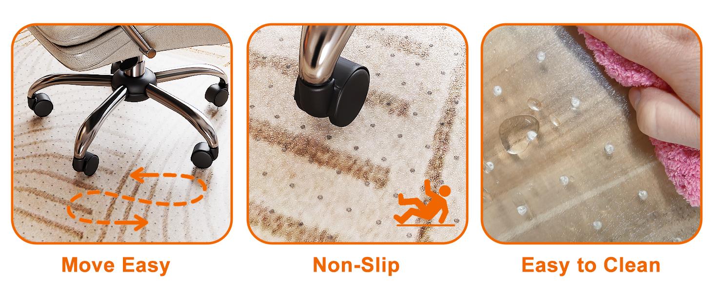 Chair Mat for Carpeted Floor with Lip,48''×36'' PVC Carpet Protector for Low Pile Carpets Heavy Duty Effective Grip Anti-Slip,Won't Crack,Easy to Clean for Office and Home