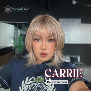 JBEXTENSION 11 Inches Short Hair Pre-Cut T Part Snowflake Lace Frontlace Glueless Wig with Bangs CARRIE【BENDY EAR TABS】