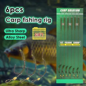 European Carp Fishing Line Set, Ready-To-Use Carp Fishing Rigs, Includes Hooks & Accessories, Carp Fishing Gear, 6-12 Pieces
