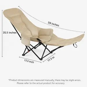 Portable Folding Moon Chair with Footrest – Thick Padded Adjustable Recliner, 4-Level Lounge Chair for Camping & Home