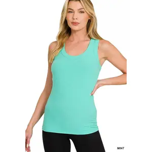 Zenana Ribbed Scoop Neck Tank Top