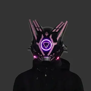 Reflective Cyberpunk Full-Face Plastic Helmet - Lightweight, Comfortable Techwear Mask with Strap, Stylish Men's Tech Accessories for Halloween Cosplay, Gamers, Men's Accessories
