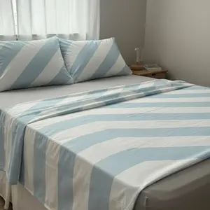 and Pillowcase Set Full Queen Size Blue and White Striped Design for Cozy Bedding warmth bedroom