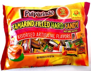 Pulparindo Tamarind Filled Hard Candy - 68 Pieces, Assorted Artificial Flavors, Hot and Salted, 0.79 lb Bag Tangy