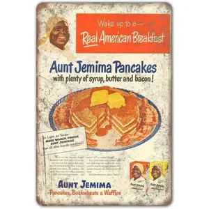 Retro Kitchen Decor, Aunt Jemima Pancake Waffle Mix Metal Signs, Vintage Breakfast Tin Sign Home Bar Wall Poster 8x12 Inch
