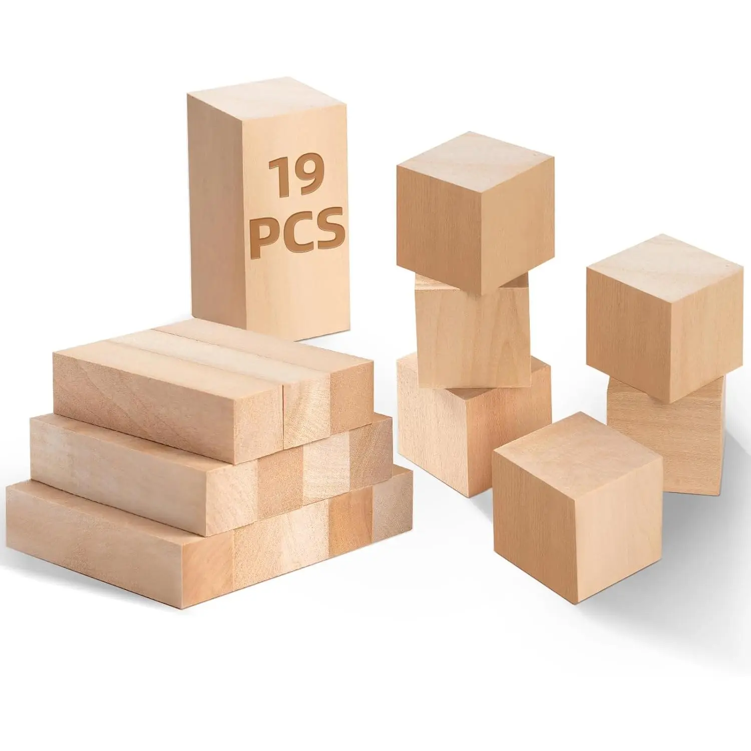 19 count Basswood Carving Blocks, Bass  with 3 Sizes for Widdle and Whittle Crafts, Soft Whittling  Blocks for  and Adults Beginners