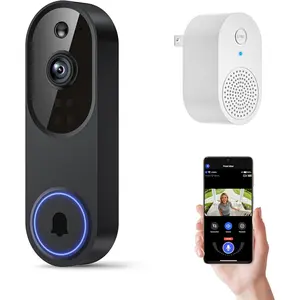 1080p Wireless Wi-Fi Video Doorbell Camera with Two Way Audio, Night Vision, Cloud Storage, Smart AI Motion Detection, Support 2.4GHz Wi-Fi only