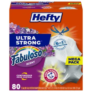 Ultra Strong 13 gallon Trash Bags, Tall Kitchen Trash Bags, White, Fabuloso Scent, 80 Bags