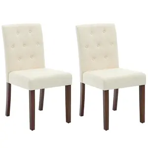 Garvee Modern Upholstered Dining Chairs – 2-Pack with Beige Linen, High Backrest, Solid Wood Legs, Nailhead Details – Comfort for Dining Room, Kitchen, Restaurant – 2-Pack Linen | Beige