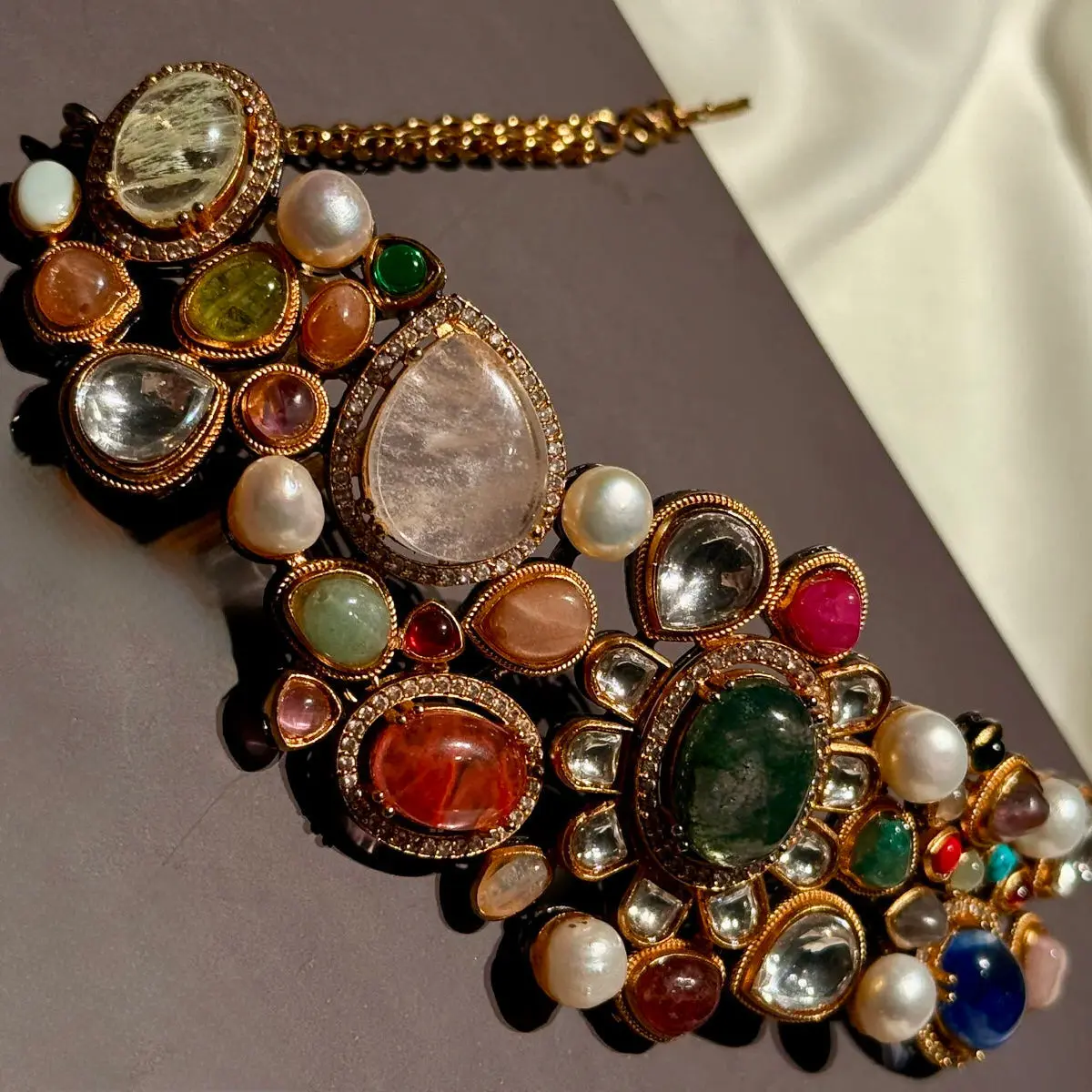 Malka Choker set, Semi Precious Stones & Mother of Pearl, Premium Quality