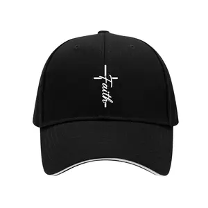Faith Cross Christian Baseball Cap - Black Polyester Hat | USA Fast Shipping