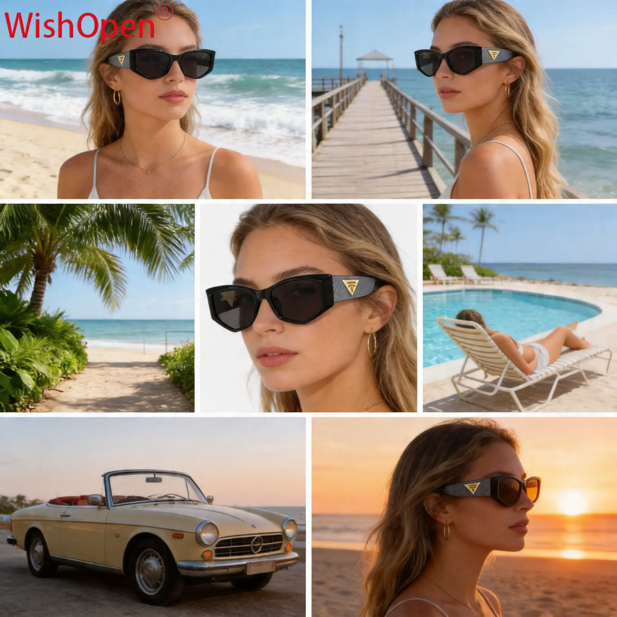 wishopen Light Luxury Cat Eye Sunglasses for Women, High Quality Fashionable Frames for Outdoor Street Style, Fashionable Frames Sunglasses, High Quality Sunglasses